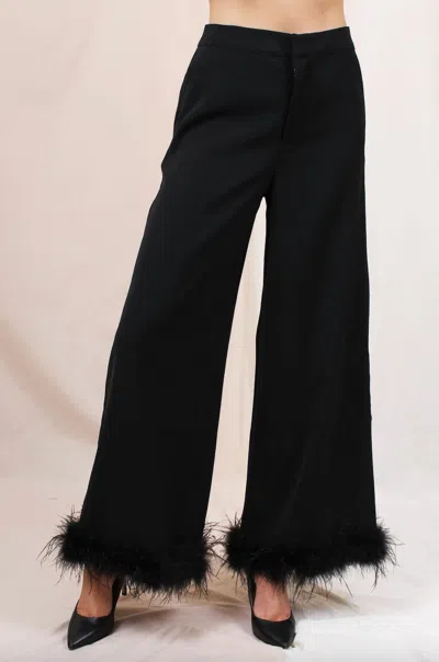 Fore Collection Women's High Waisted Feather Hem Trousers In Black