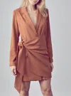 Fore Collection Wrap Blazer Mini Dress In Orange In Orange