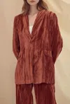 Fore Collection Wrinkle Velvet Loose Blazer In Orange In Orange