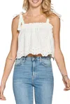 Fore Cropped Broderie Anglaise Cotton Top In White In White