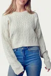 FORE CROPPED CABLE-KNIT CREWNECK SWEATER IN CREAM