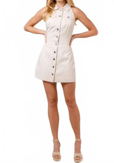 Fore Denim Halter Mini Dress In Cream In White