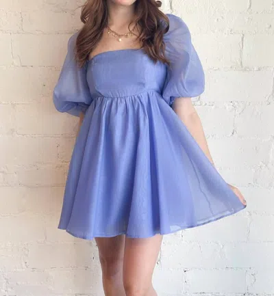Fore Enchanted Puff Sleeve Dress In Blue