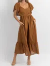 Fore Eyelet And Ruffle Pocket Maxi Dress In Cocoa In Multi
