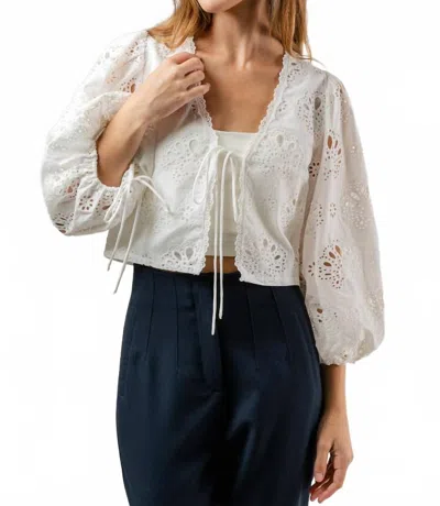 Fore Eyelet Cropped Top In White
