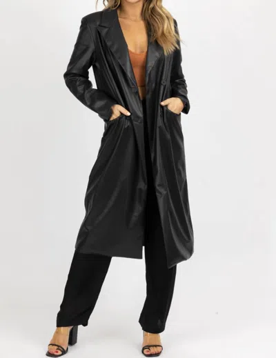 Fore Faux Leather Relaxed Trench Coat In Black