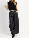FORE FRANCOISE PLAID TROUSER PANT IN CHARCOAL