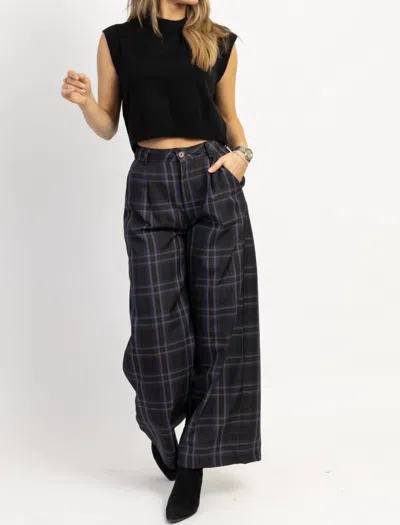 Fore Francoise Plaid Trouser Pant In Charcoal In Black