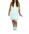 Fore Fringe Low Back Halter Dress In White In White