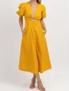 Fore Golden Hour Twisted Midi Dress In Yellow