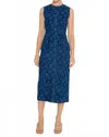 Fore Jenna Jacquard Dress In Denim In Blue