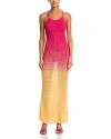 Fore Knitted Ombre Scoop Neck Dress In Pink/orange