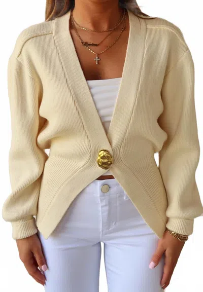 Fore Long Sleeves Textured Cardigan In Cream In Neutral