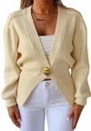 Fore Long Sleeves Textured Cardigan In Cream In White