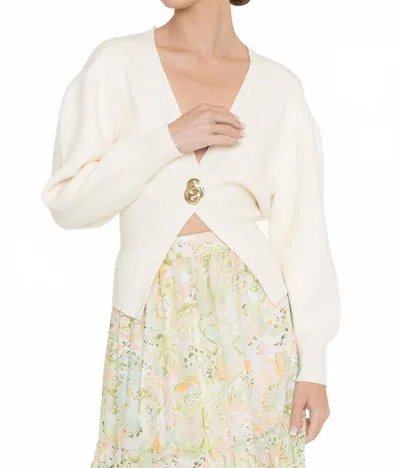 Fore Lucy Gold Button Cardigan In Cream In White