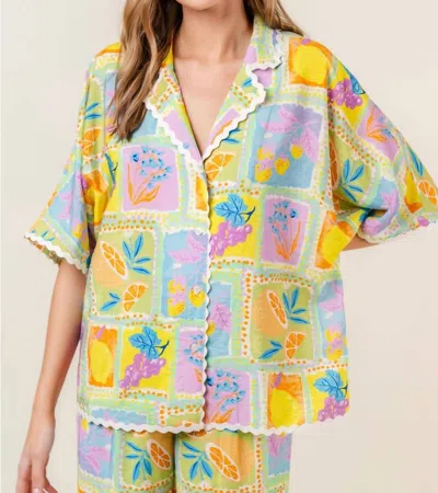 Fore Martina Button Up Top In Multicolor