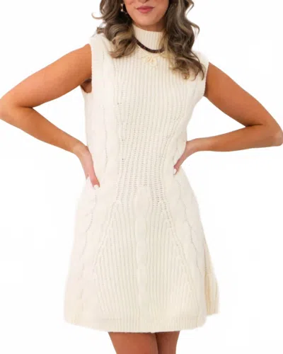 Fore Mock Neck Sleeveless Dress In White