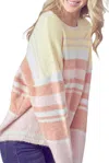 Fore Oversized Striped Ribbed-knit Sweater In Yellow/terracotta/pink In Pink