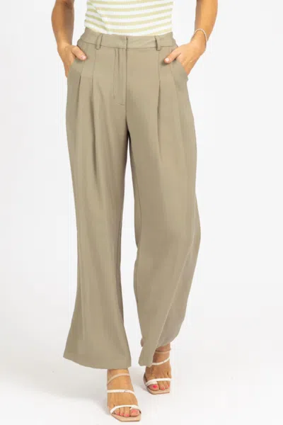Fore Pintuck Pleated Trouser In Olive In Beige