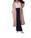 Fore Rakin Houndstooth Long Coat In Rust/ivory In Multi
