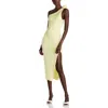 Fore Asymmetric Rose Dress In Yellow