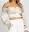 FORE SATIN OFF SHOULDER BLOUSE IN CHAMPAGNE