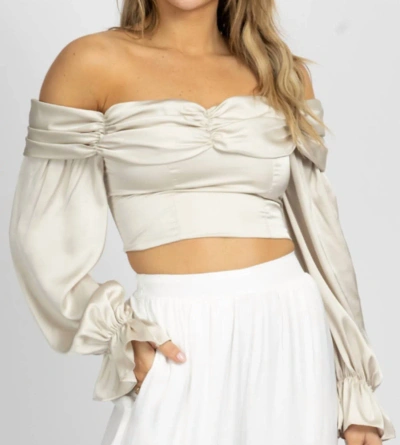 Fore Satin Off Shoulder Blouse In Champagne In White
