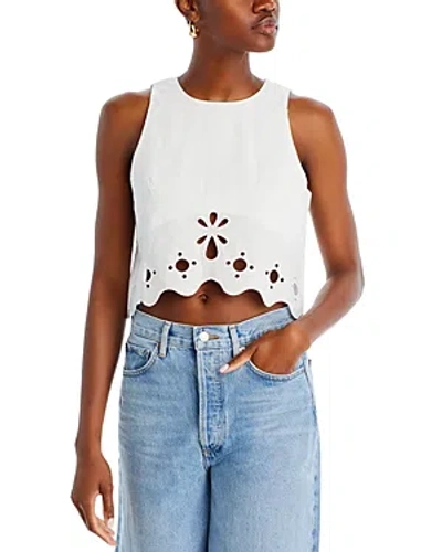 Fore Scalloped Cropped Top In White