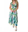 Fore Skylar Floral Midi Dress In Teal Floral In Multi