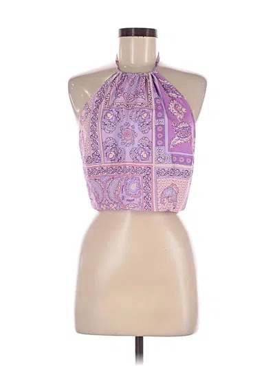 Pre-owned Fore Sleeveless Top Purple Halter Neckline Tops