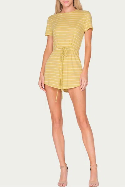 Fore Striped Drawstring-waist Thermal Romper In Yellow
