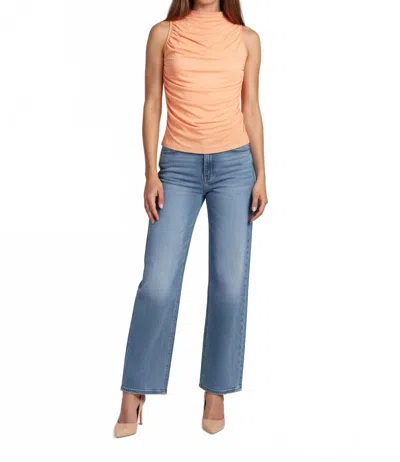 Fore Tammi Ruched Mesh Tank Top In Cantaloupe In Orange