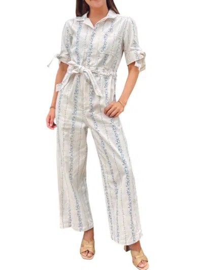 Fore Waverly Jumpsuit In Ivory & Blue In Multi