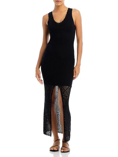 Fore Womens Crochet Beach Cover-up In Black