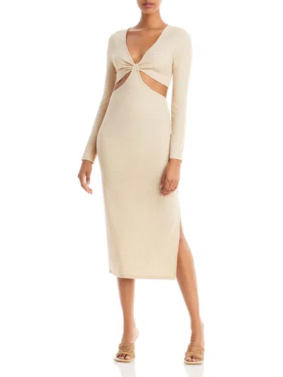 Fore Womens Cut Out Mid Calf Cocktail And Party Dress In Beige