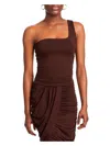 Shop Fore Womens Fitted Asymmetric Pullover Top In Brown