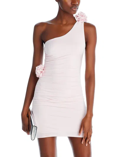 Fore Womens Knit One Shoulder Mini Dress In Pink