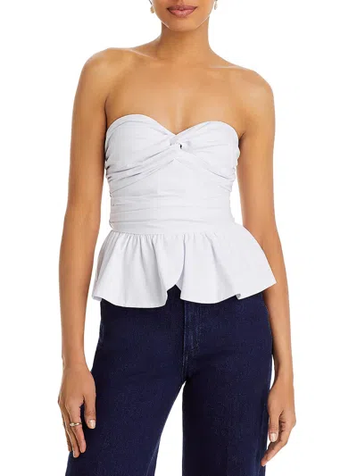 Fore Womens Peplum Knot Strapless Top In White