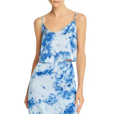 Fore Womens V Neck Tie Dye Crop Top In Blue