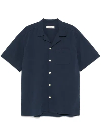 Forét Foret Box-pleat Detail Short Sleeve Shirt In Blue