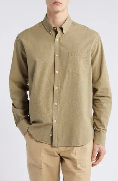 Forét Foret Bush Seersucker Button-down Shirt In Olive