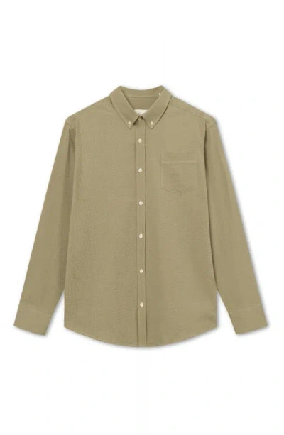 Forét Bush Seersucker Button-down Shirt In Olive