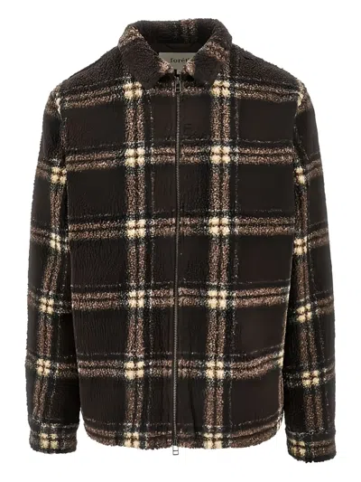 FORÉT CHECKED-PATTERN ZIP-FASTENING SWEATER