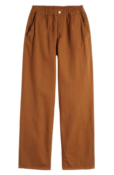 Forét Clay Herringbone Cotton Pants In Rubber