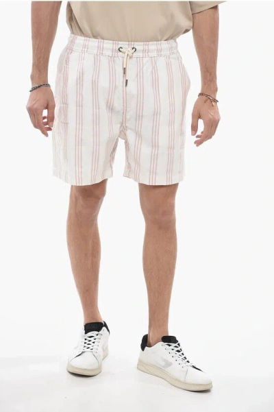 Forét Drawstring Waist Striped Bract Shorts In White