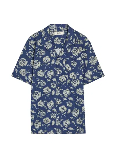 Forét Floral-print Short-sleeve Shirt In Blue