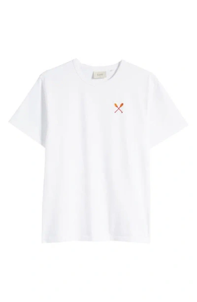 Forét Sail Embroidered Oars Organic Cotton T-shirt In White