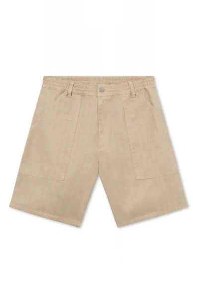 Forét Sienna Check Textured Organic Cotton Shorts In Khaki