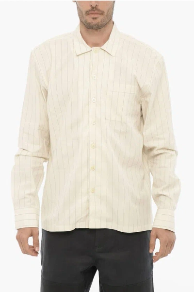 FORÉT SPREAD COLLAR STRIPED CRUISE SHIRT WITH BREAST POCKET
