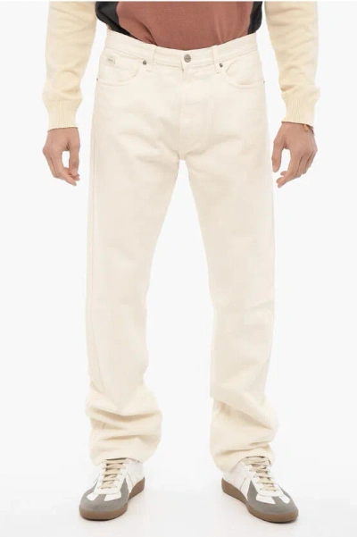 Forét Twill Heath Jeans With Logo Button 21cm In White